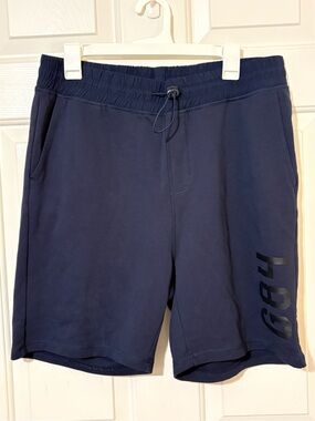 NWT Gas 1984 Men's Navy Blue Jersey Knit Drawstring Elastic Waist Shorts Size L